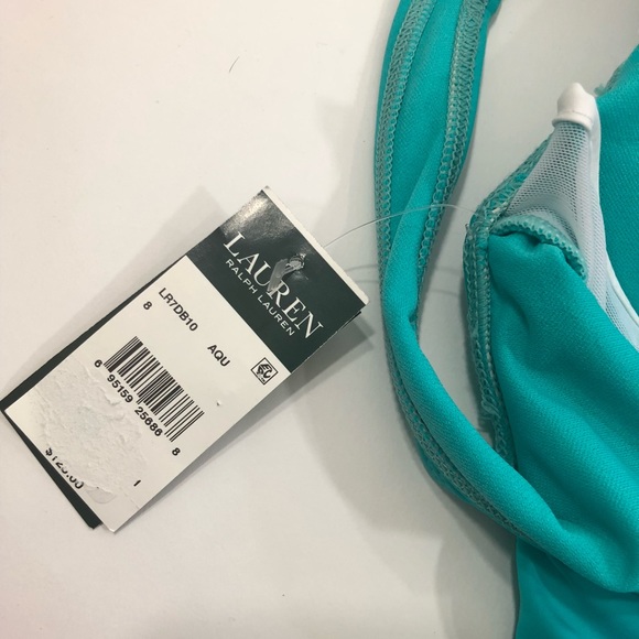 Lauren Ralph Lauren Swimsuit 8 Aqua Blue Surplice - Picture 6 of 6